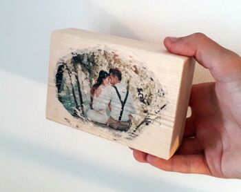 Personalised Wooden Photo Block In Whitewash Style, 3 of 5