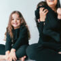 Black Matching Children's Pyjamas | Ribbed Loungewear, thumbnail 3 of 6