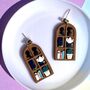 Genre Bookcase Dangle Polymer Clay Earrings, thumbnail 2 of 5
