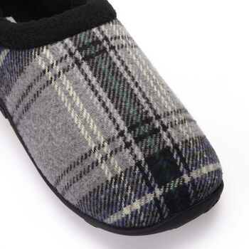 Cliff Grey Navy Check Mens Slippers/Indoor Shoes, 8 of 8