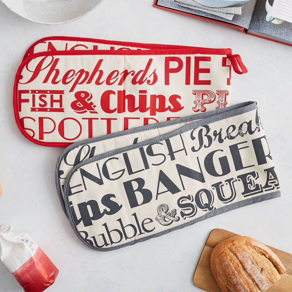 english dinner oven gloves by victoria eggs