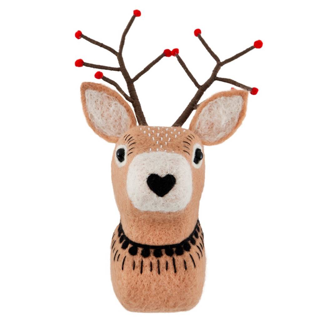 Reindeer Felt Head W Glitter Antlers By Little Baby Company 