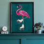 Flamingo Rollerskating Custom Original Art Print, thumbnail 2 of 7