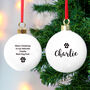 Personalised Ceramic Pet Paw Print Christmas Bauble, thumbnail 1 of 2