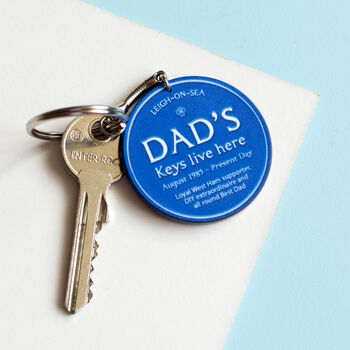 Blue Plaque Personalised Keyring For Dad, 3 of 3