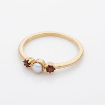 Garnet Pearl Star 18k Gold Plated Ring, 4 of 5