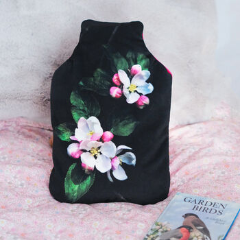 Apple Blossom Velvet Hot Water Bottle Luxury Spring Mother's Day Gift, 2 of 5