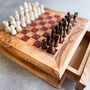 Personalised Handmade Olive Wood Full Chess Board Set, thumbnail 9 of 12