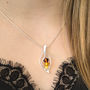 Sterling Silver Amber Leaf Necklace, thumbnail 2 of 4