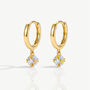 Gold Or Silver Women's Hoop Earrings With Round Stone Charm, thumbnail 1 of 5