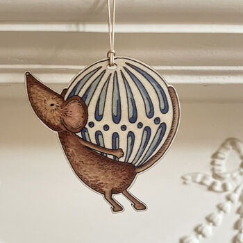 Christmas Bauble Mouse Wooden Tree Decoration, 2 of 4
