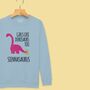 'Girls Like Dinosaurs Too' Personalised Girls Sweatshirt, thumbnail 2 of 12