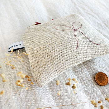 Embroidered Linen Bows Purse, 2 of 8