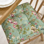 Set Of Two Green Floral Seat Cushions With Ties, thumbnail 4 of 5