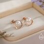 Genuine Pearl And Mobius Circle Stud Earrings In Sterling Silver, thumbnail 4 of 12