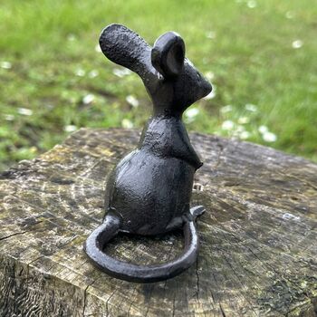 Cast Iron 'Listening' Mouse Ornament In Gift Pouch, 4 of 4