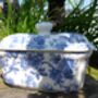 Lidded Butterdish In Blue Peony Design, thumbnail 6 of 9