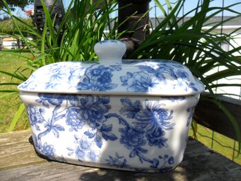 Lidded Butterdish In Blue Peony Design, 6 of 9