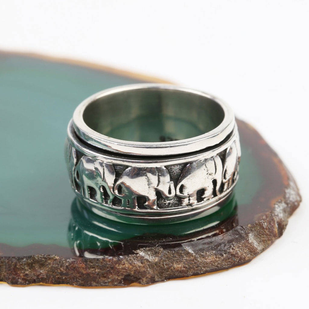 sterling silver spinning elephant ring by lisa angel