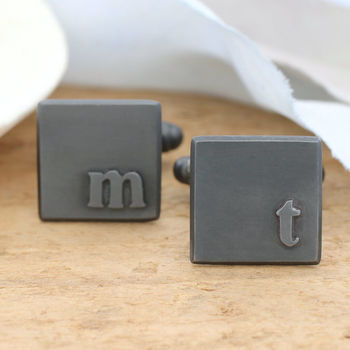 Monogram Cufflinks. Black Initial Cufflinks, 2 of 12