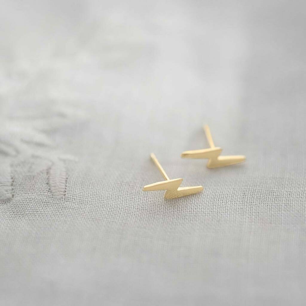 Sterling Silver Lightning Stud Personalised Earrings By Bloom Boutique