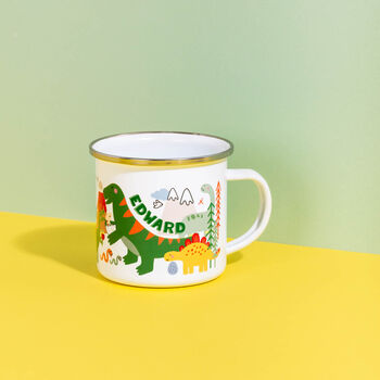Personalised Children's Dinosaur Enamel Mug, 3 of 11