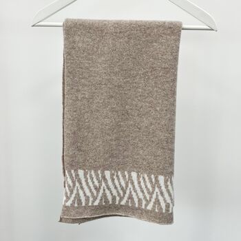 Lambswool Knitted Wrap In Cobble And White, 3 of 3