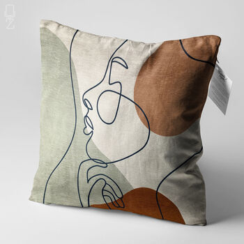 Brown Abstract Face Pattern Cushion Cover, 3 of 7