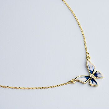 Sterling Silver Gold Colour Butterfly Necklace, 3 of 6