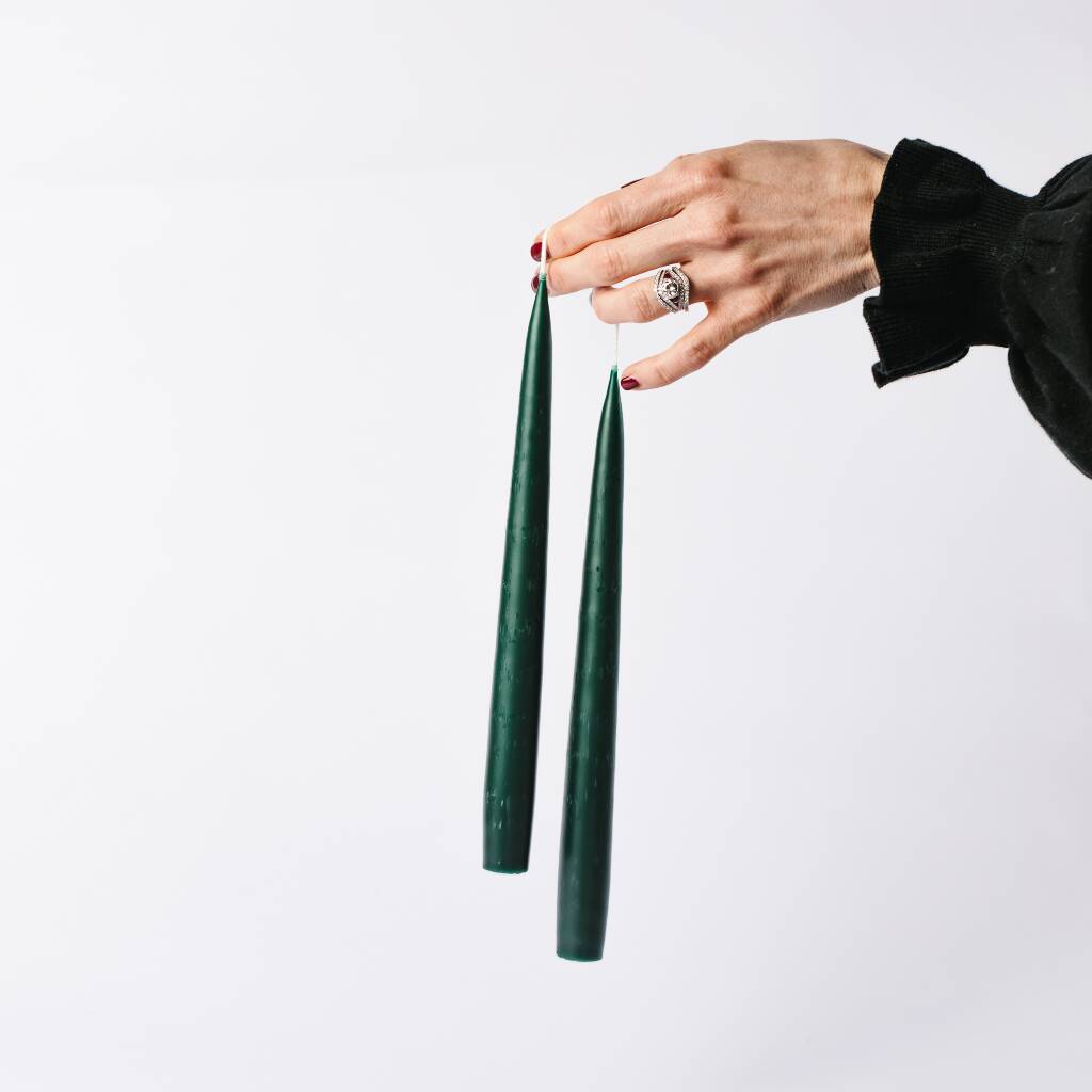 Forest Green Taper Dinner Candle Set By Truffle Tablescapes