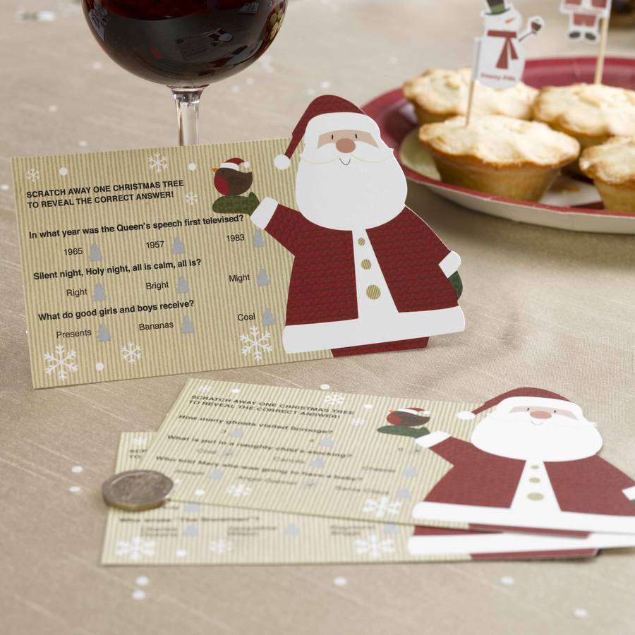 Christmas Santa Scratch Card Trivia Game By Postbox Party