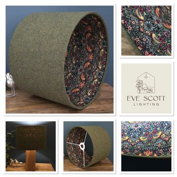 William Morris Strawberry Thief Green Tweed Lampshades, 2 of 12