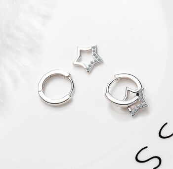 Sterling Silver Star Earrings With Swarovski Crystals, 2 of 3