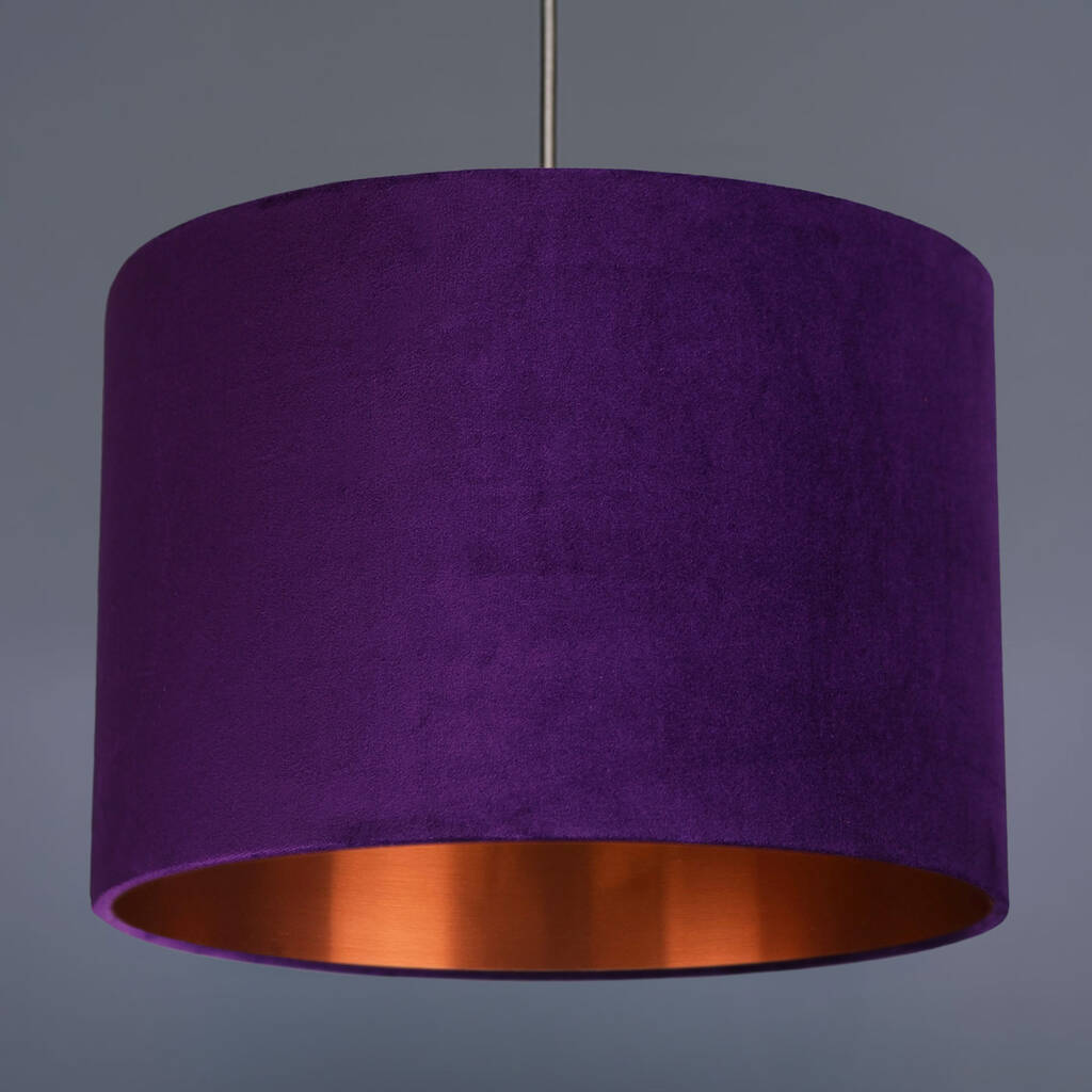 purple velvet lampshade with choice of metallic lining by quirk