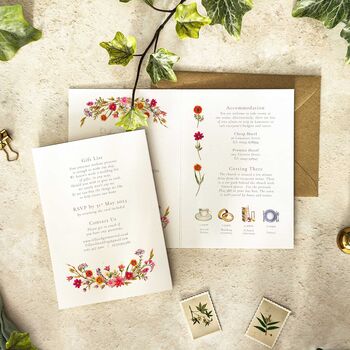 Autumn Flowers Folded Wedding Invite, 2 of 8