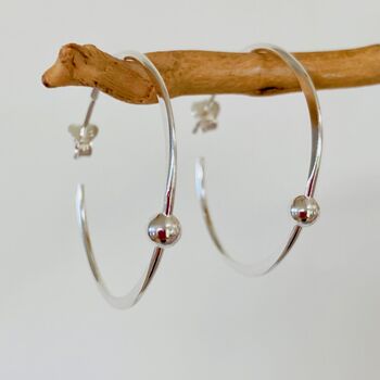 Sterling Silver Large Hoop And Bead Earrings, 4 of 4
