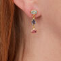 Multicoloured Tourmaline Gold Plated Silver Studs, thumbnail 5 of 9