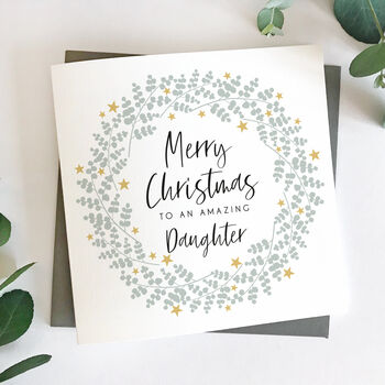 Son / Daughter Eucalyptus Wreath Christmas Card, 2 of 5