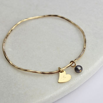 Personalised Pearl And Heart Charm Bangle, 9 of 11
