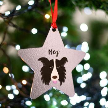 Border Collie Dog Personalised Christmas Decoration, 5 of 10