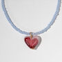 Delicate Blue Bead And Pink Heart Necklace, thumbnail 4 of 4