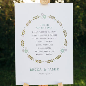 Personalised Order Of The Day Wedding Sign, 2 of 2