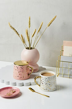 Gold Speckled Pink Mug With Spoon And Lid, 3 of 7