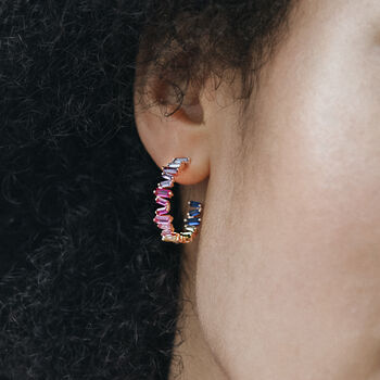 Rainbow Gemstone Hoop Earrings, 2 of 9