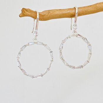 Silver Plated Linked Crystal Earrings, 3 of 5
