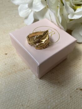 Adjustable Gold Vine Leaf Ring, 5 of 6