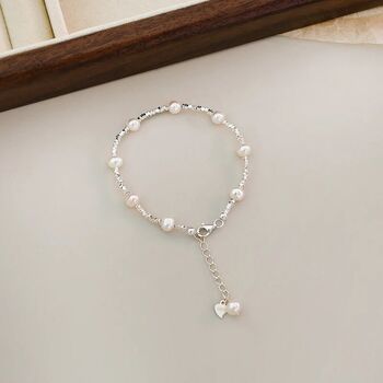 Taina Ivory Silver Pearl Ball Charm Gift Bracelet, 3 of 5