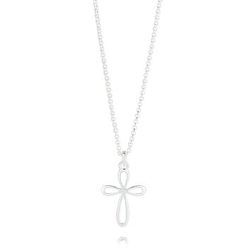 Sterling Silver Cherish Cross Necklace, 3 of 6