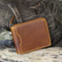 Personalised Zip Around Tan Leather Wallet Rfid Men's, thumbnail 1 of 7