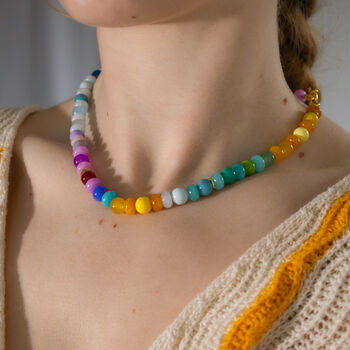 Multicolour Gemstone And Glass Bead Necklace, 2 of 4